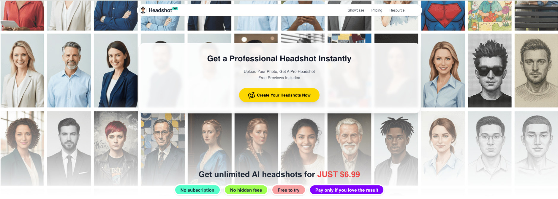HeadshotVIP AI professional headshot generator interface